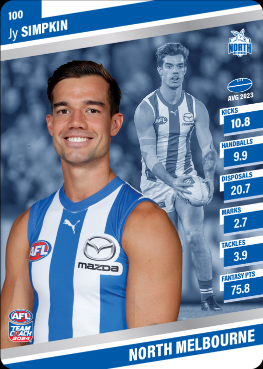 2024 AFL Team Coach Silver Parallel - 100 - Jy Simpkin