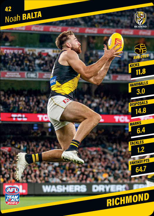 2024 AFL Team Coach Commons - 42 - Noah Balta - Richmond Tigers