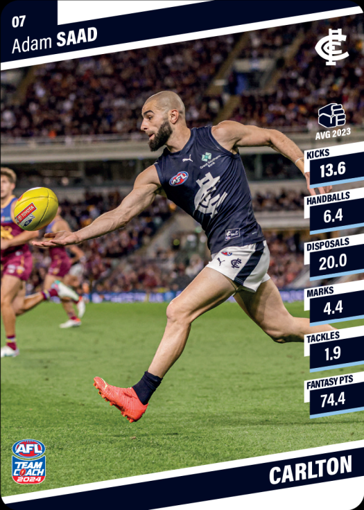 2024 AFL Team Coach Commons - 7 - Adam Saad - Carlton Blues