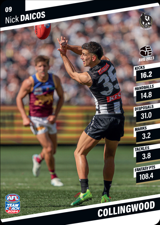 2024 AFL Team Coach Commons - 9 - Nick Daicos - Collingwood Magpies