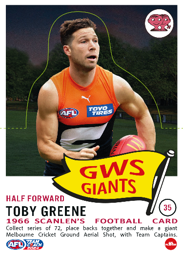 2024 Teamcoach AFL Scanlens Die-Cut - Card 35 - Toby Greene