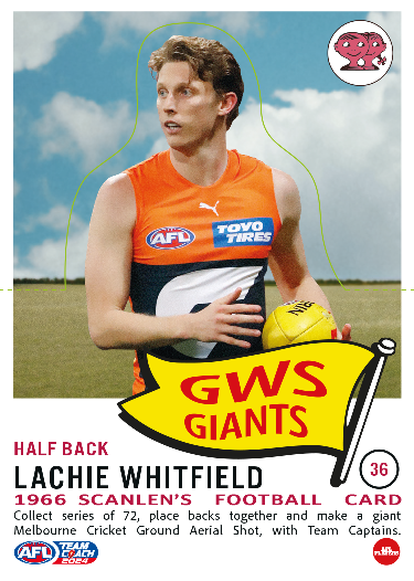 2024 Teamcoach AFL Scanlens Die-Cut - Card 36 - Lachie Whitfield