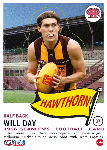 2024 Teamcoach AFL Scanlens Die-Cut - Card 37 - Will Day - Hawthorn Hawks