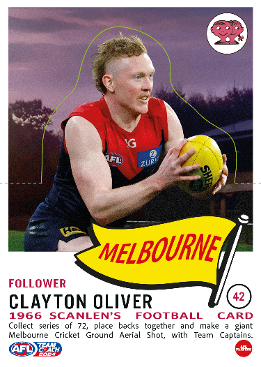 2029 Teamcoach AFL Scanlens Die-Cut - Card 42 - Clayton Oliver - Melbourne Demons