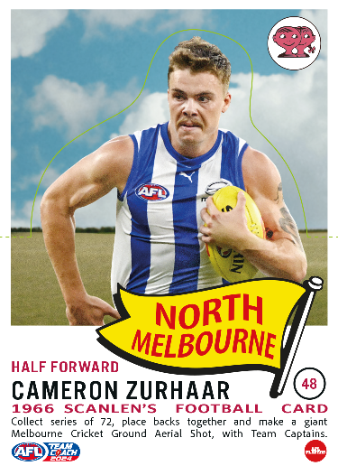 2035 Teamcoach AFL Scanlens Die-Cut - Card 48 - Cameron Zurhaar - North Melbourne Kangaroos
