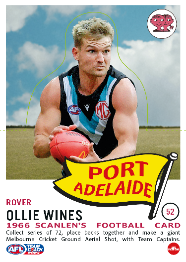 2039 Teamcoach AFL Scanlens Die-Cut - Card 52 - Ollie Wines - Port Adelaide Power