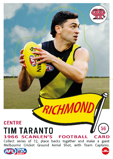 2043 Teamcoach AFL Scanlens Die-Cut - Card 56 - Tim Taranto - Richmond Tigers