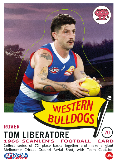 2057 Teamcoach AFL Scanlens Die-Cut - Card 70 - Tom Liberatore - Western Bulldogs