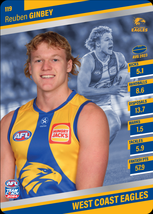 2024 AFL Team Coach Silver Parallel - 119 - Reuben Ginbey