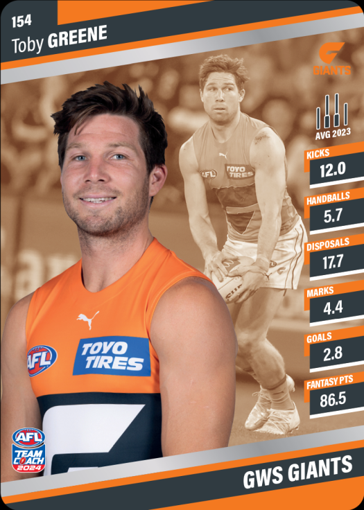 2024 AFL Team Coach Silver Parallel - 154 - Toby Greene