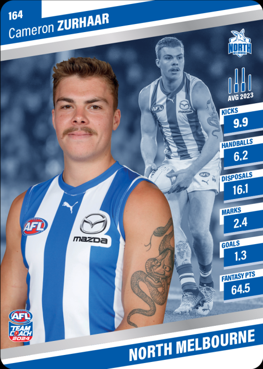 2024 AFL Team Coach Silver Parallel - 164 - Cameron Zurhaar