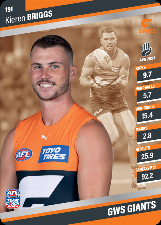 2024 AFL Team Coach Silver Parallel - 191 - Kieren Briggs