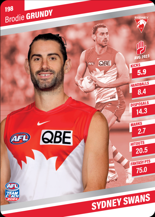 2024 AFL Team Coach Silver Parallel - 198 - Brodie Grundy