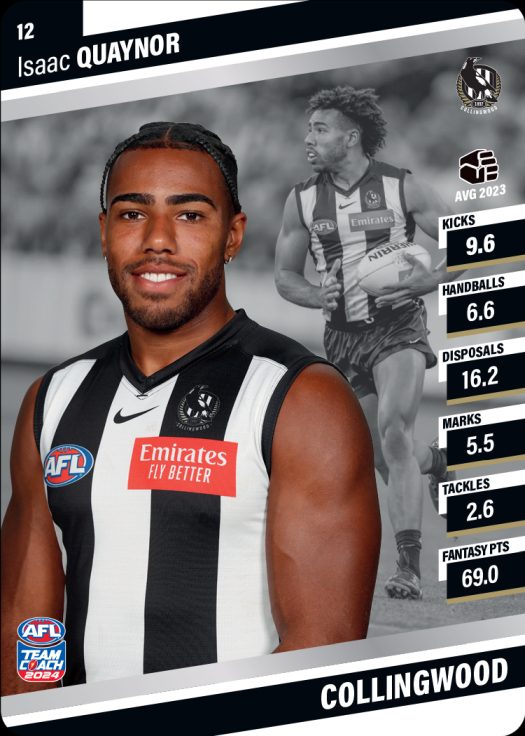 2024 AFL Team Coach Silver Parallel - 12 - Isaac Quaynor - Collingwood Magpies