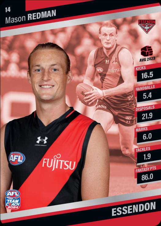 2024 AFL Team Coach Silver Parallel - 14 - Mason Redman - Essendon Bombers