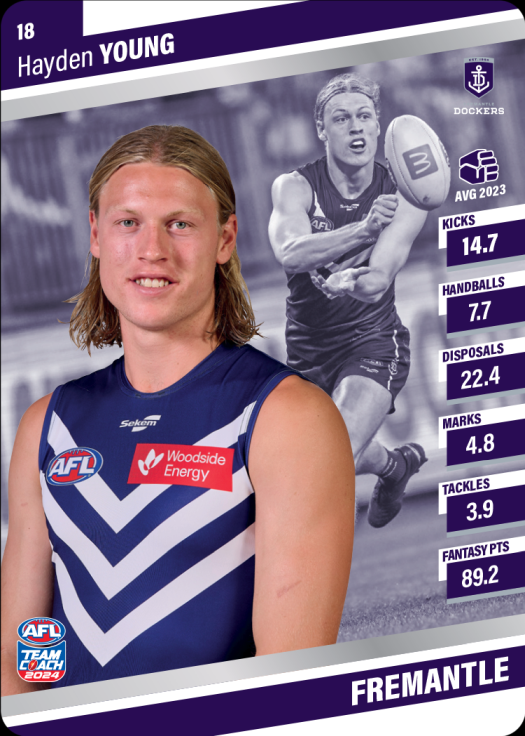 2024 AFL Team Coach Silver Parallel - 18 - Hayden Young - Fremantle Dockers