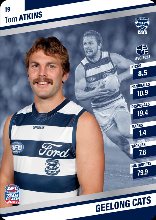 2024 AFL Team Coach Silver Parallel - 19 - Tom Atkins - Geelong Cats