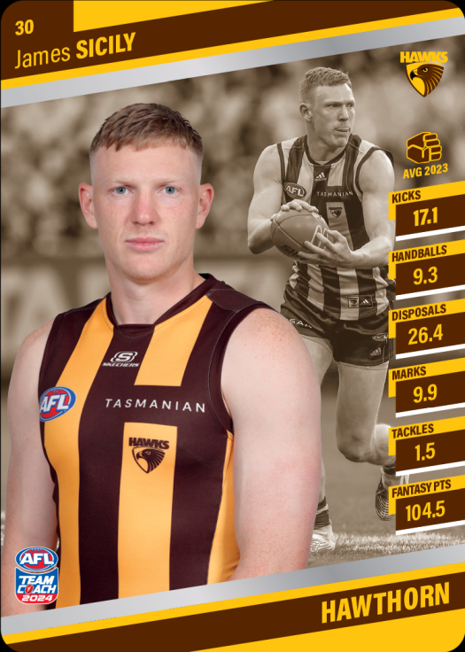 2024 AFL Team Coach Silver Parallel - 30 - James Sicily - Hawthorn Hawks