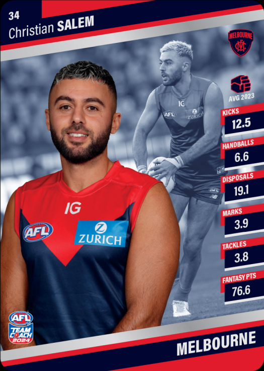 2024 AFL Team Coach Silver Parallel - 34 - Christian Salem - Melbourne Demons