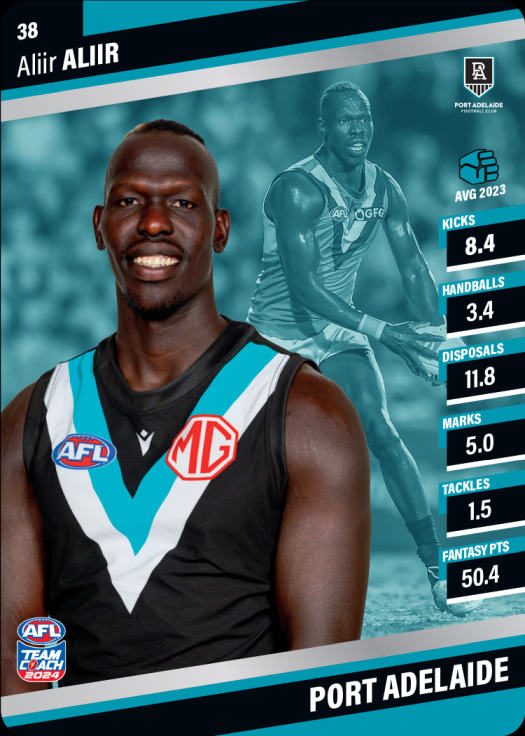 2024 AFL Team Coach Silver Parallel - 38 - Aliir Aliir - Port Adelaide Power