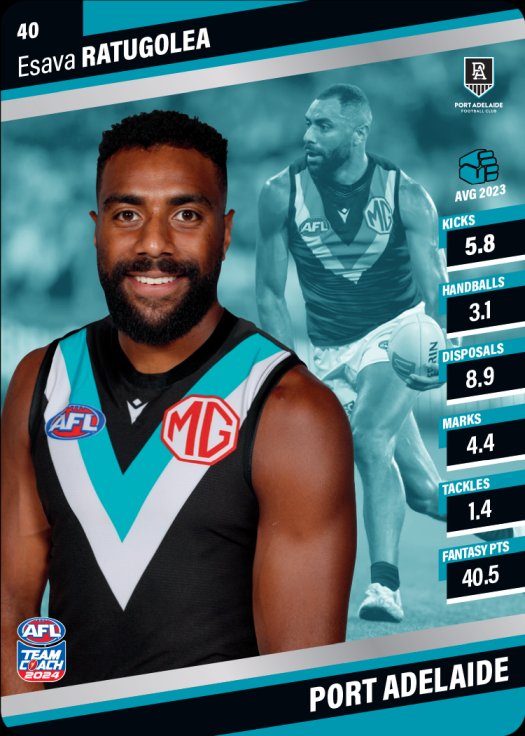 2024 AFL Team Coach Silver Parallel - 40 - Esava Ratugolea - Port Adelaide Power
