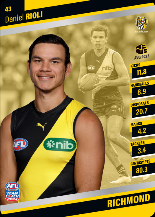 2024 AFL Team Coach Silver Parallel - 43 - Daniel Rioli - Richmond Tigers