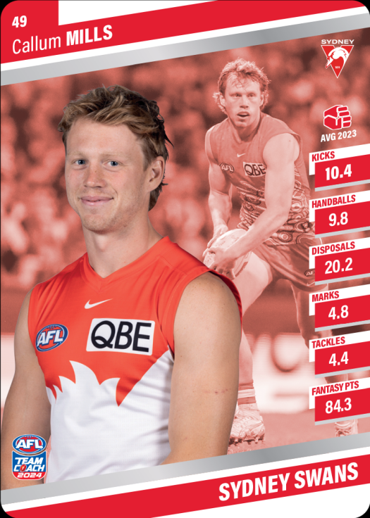 2024 AFL Team Coach Silver Parallel - 49 - Callum Mills - Sydney Swans