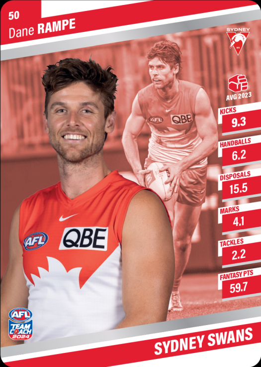 2024 AFL Team Coach Silver Parallel - 50 - Dane Rampe - Sydney Swans
