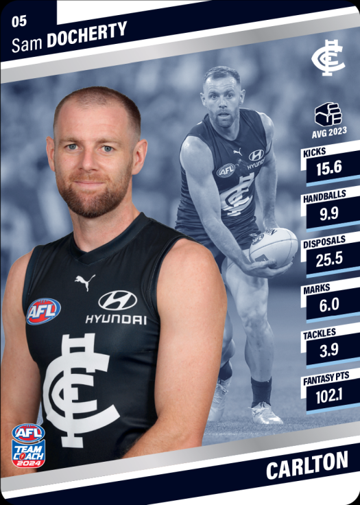 2024 AFL Team Coach Silver Parallel - 5 - Sam Docherty - Carlton Blues