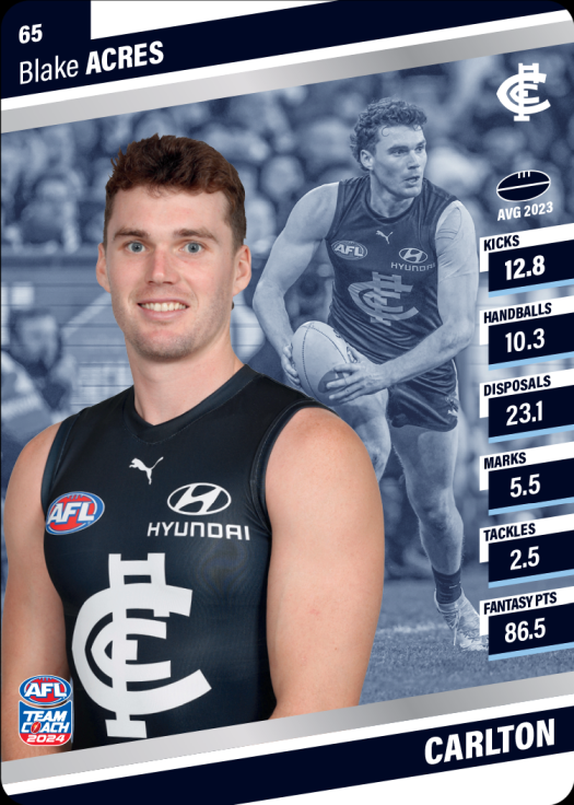 2024 AFL Team Coach Silver Parallel - 65 - Blake Acres
