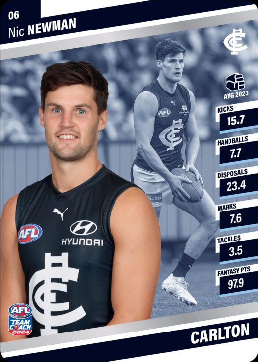 2024 AFL Team Coach Silver Parallel - 6 - Nic Newman - Carlton Blues