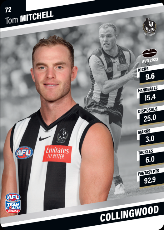 2024 AFL Team Coach Silver Parallel - 72 - Tom Mitchell