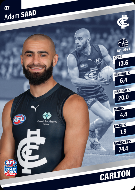 2024 AFL Team Coach Silver Parallel - 7 - Adam Saad - Carlton Blues