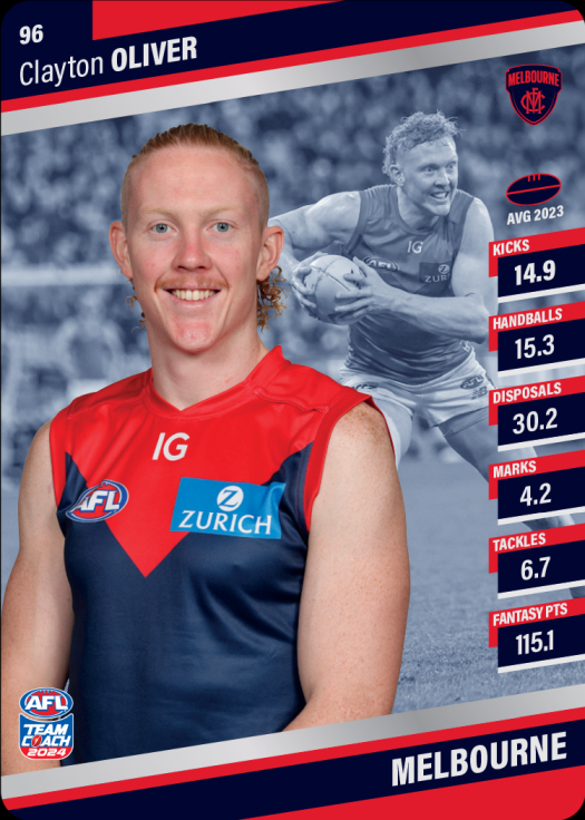 2024 AFL Team Coach Silver Parallel - 96 - Clayton Oliver