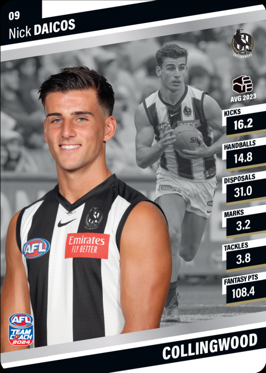 2024 AFL Team Coach Silver Parallel - 9 - Nick Daicos - Collingwood Magpies